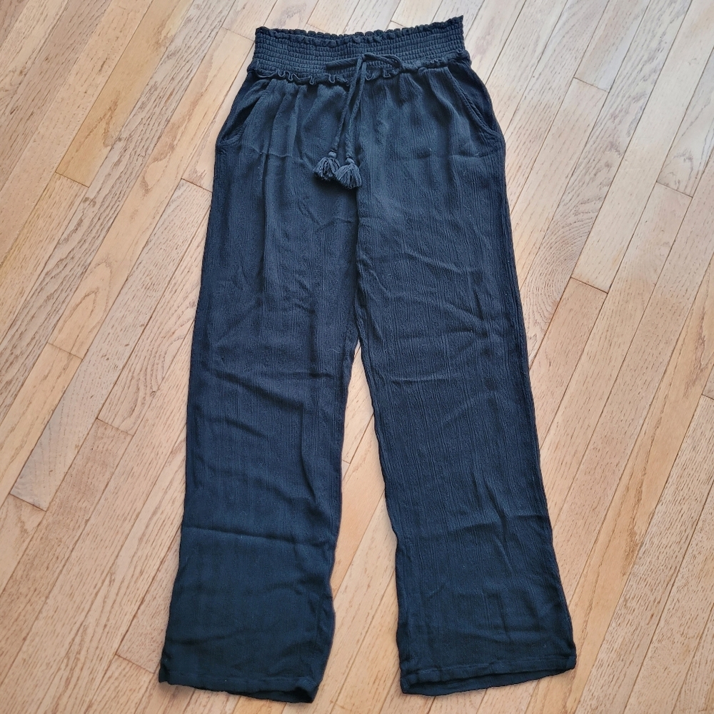 Kingston Grey Juniors' High-Rise Wide Leg Smock Waist Pants L